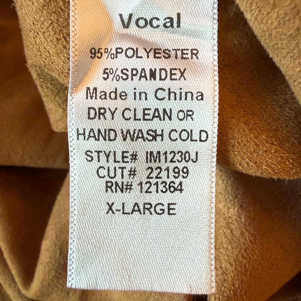 Vocal Camel Brown Western Faux Suede Fringe & Stud Jacket - Picture 9 of 10